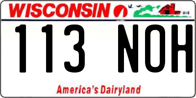 WI license plate 113NOH