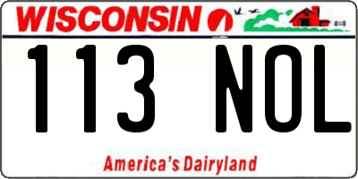 WI license plate 113NOL