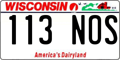 WI license plate 113NOS