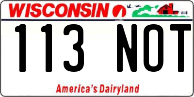 WI license plate 113NOT