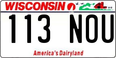 WI license plate 113NOU