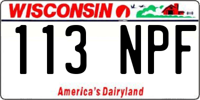 WI license plate 113NPF