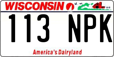 WI license plate 113NPK