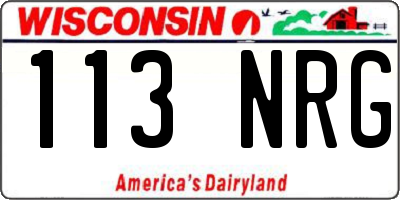 WI license plate 113NRG