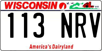 WI license plate 113NRV