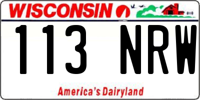 WI license plate 113NRW