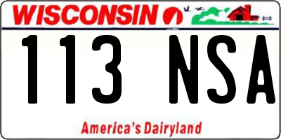WI license plate 113NSA