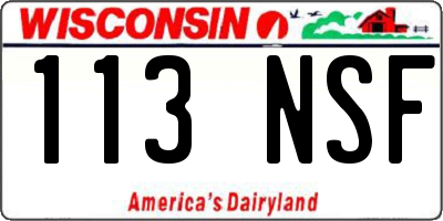 WI license plate 113NSF