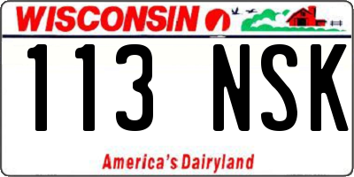 WI license plate 113NSK