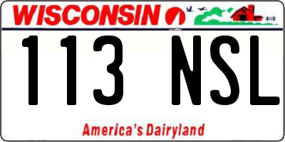 WI license plate 113NSL