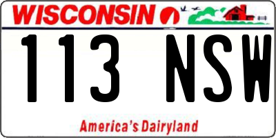 WI license plate 113NSW