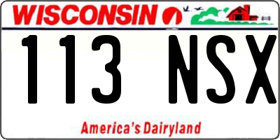 WI license plate 113NSX