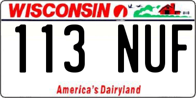 WI license plate 113NUF