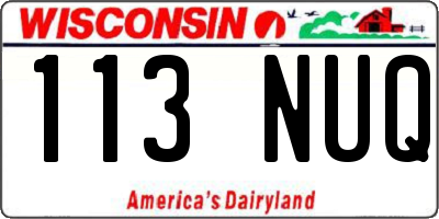 WI license plate 113NUQ