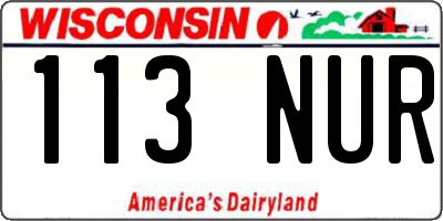 WI license plate 113NUR