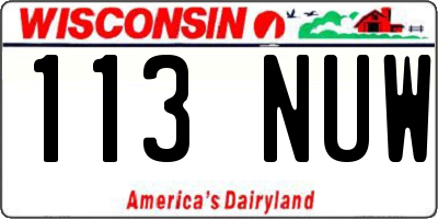WI license plate 113NUW