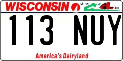 WI license plate 113NUY