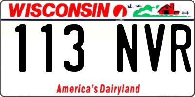 WI license plate 113NVR