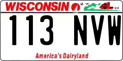 WI license plate 113NVW
