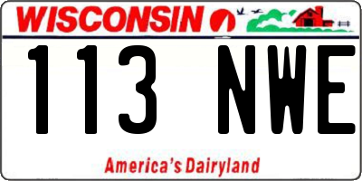 WI license plate 113NWE