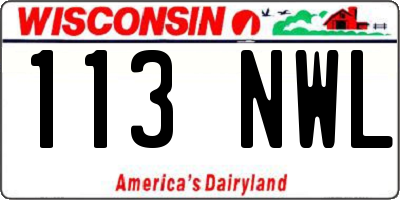 WI license plate 113NWL