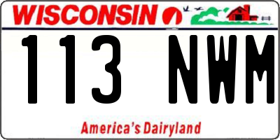 WI license plate 113NWM