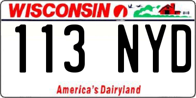 WI license plate 113NYD
