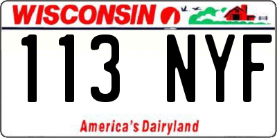 WI license plate 113NYF
