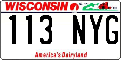 WI license plate 113NYG