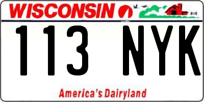 WI license plate 113NYK