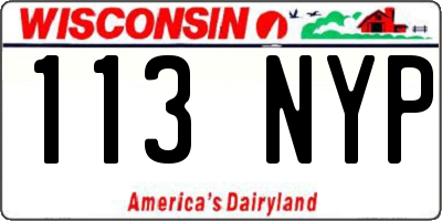 WI license plate 113NYP