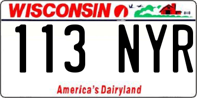 WI license plate 113NYR