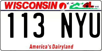 WI license plate 113NYU