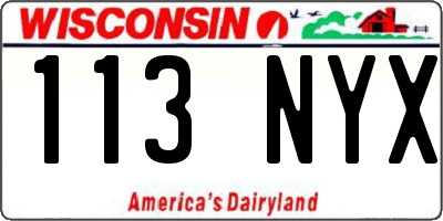 WI license plate 113NYX