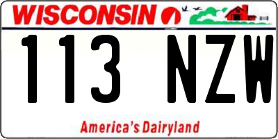 WI license plate 113NZW