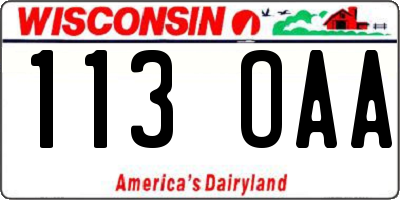 WI license plate 113OAA