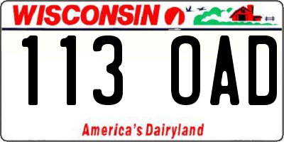 WI license plate 113OAD