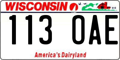 WI license plate 113OAE