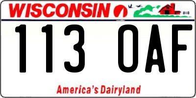 WI license plate 113OAF