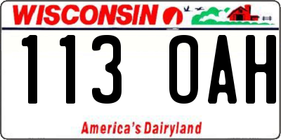 WI license plate 113OAH