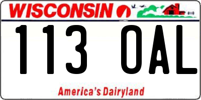 WI license plate 113OAL