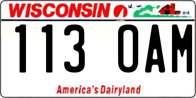 WI license plate 113OAM
