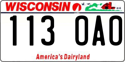 WI license plate 113OAO