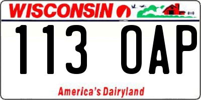WI license plate 113OAP