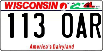 WI license plate 113OAR