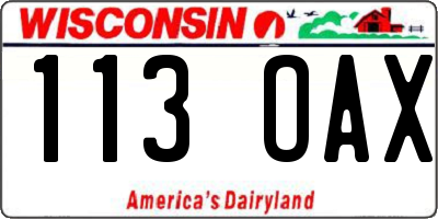 WI license plate 113OAX