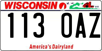 WI license plate 113OAZ