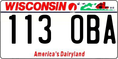 WI license plate 113OBA