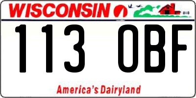 WI license plate 113OBF