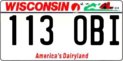 WI license plate 113OBI